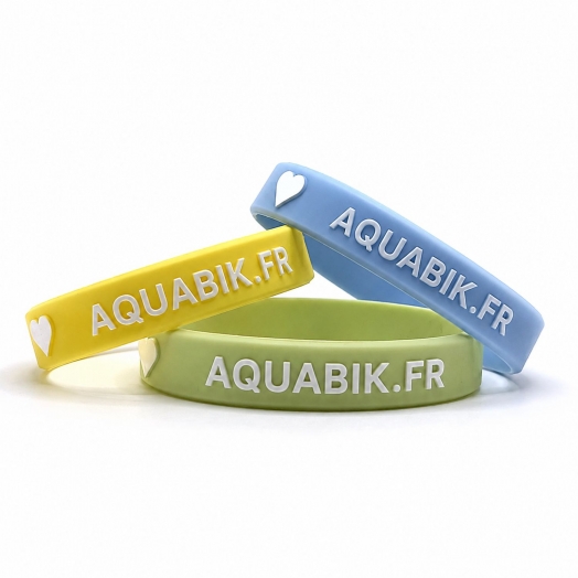 Bracelet silicone personnalisé en relief avec impression - Lot de 100