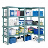 Rayonnage d’angle professionnel pour matériel sportif, piscine, collectivité.