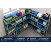 Rayonnage PVC d’angle sur mesure pour réserve et local de stockage